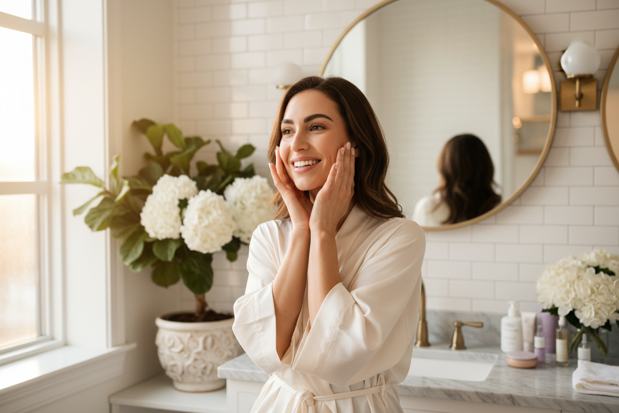 can she be by herself looking happy